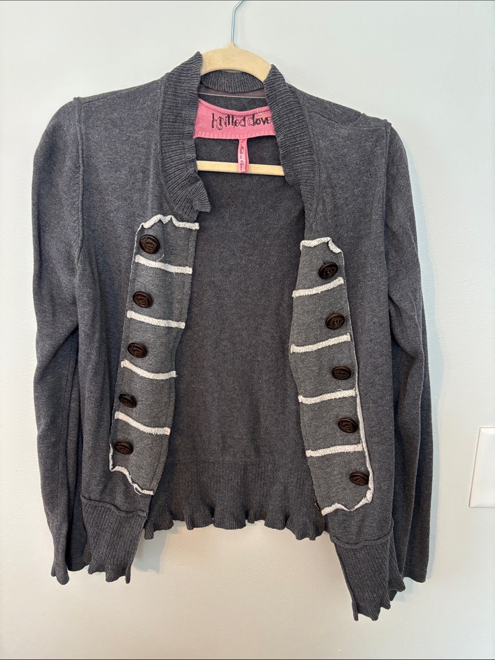 Filled Love Women's Gray Button-Trim Open Cardigan